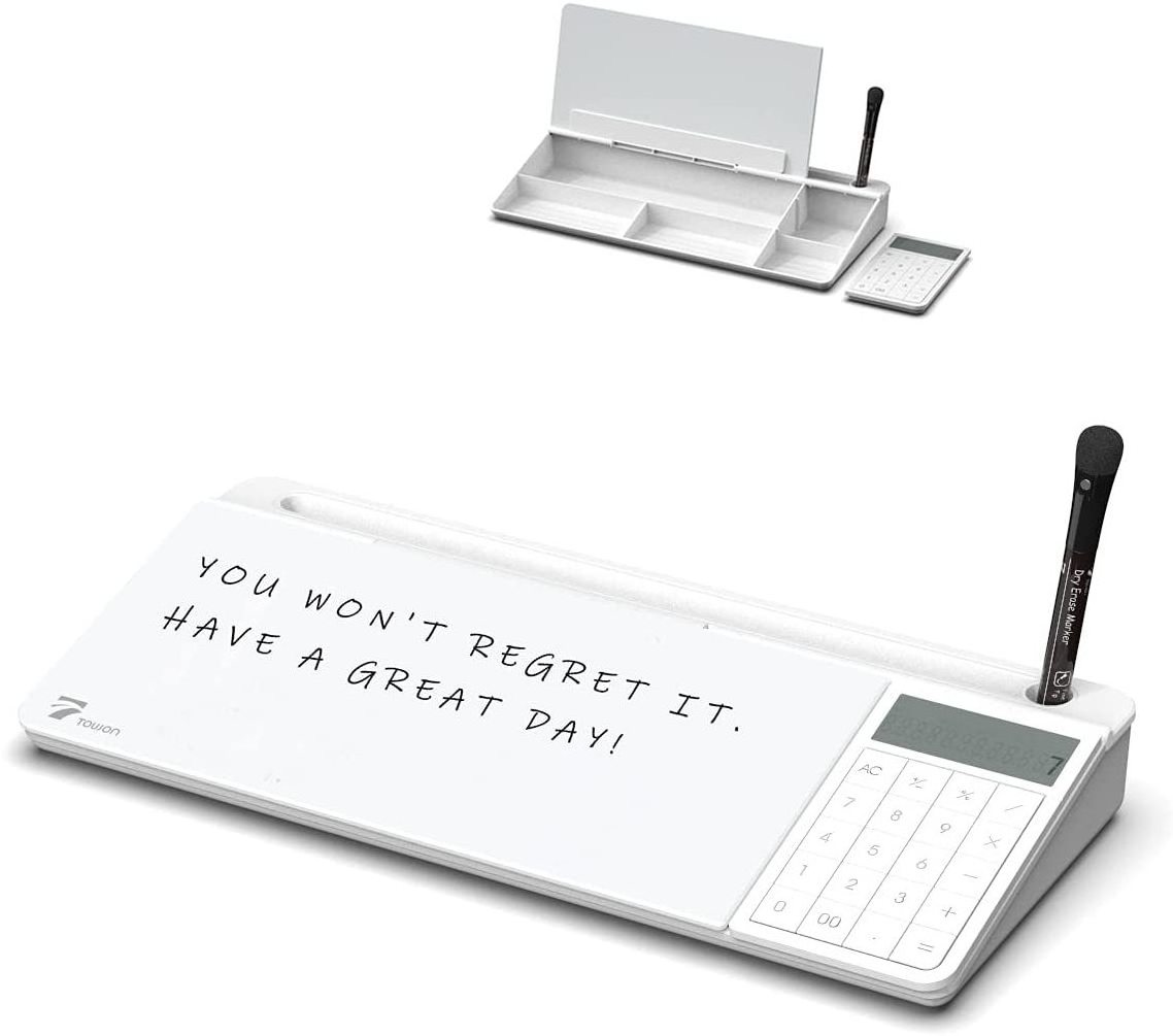 White Dry Erase Computer Desk Pad Whiteboard Note Board Led Lighting Desktop Whiteboard With Calculator With Organizer