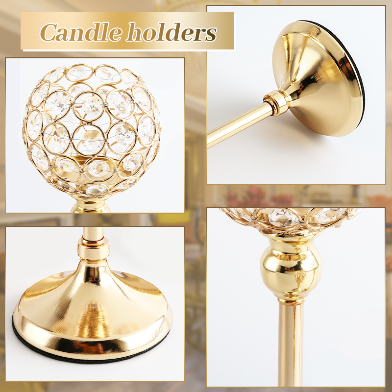 2023 Cheap Nordic wrought iron gold-plated wedding home candlestick crystal Metal candle holder