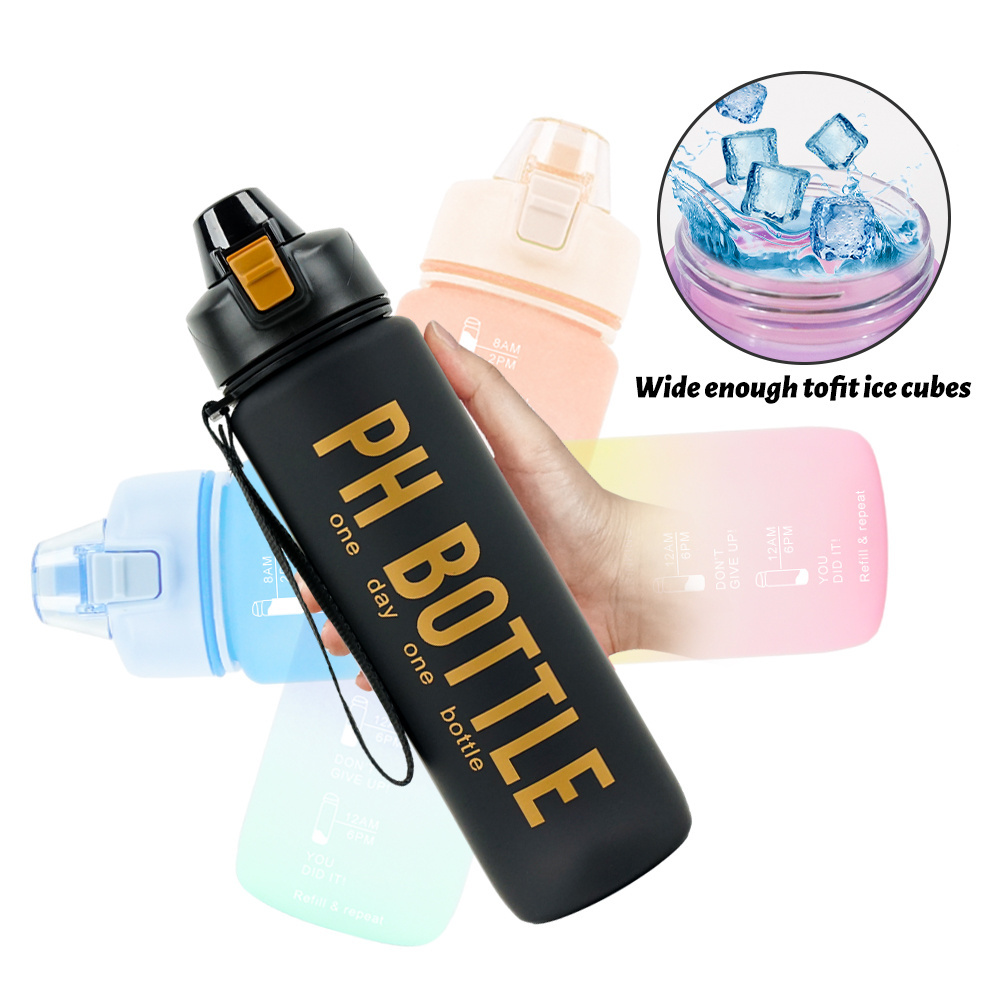 32 Oz 1 Liter 1000ml Hot sale Motivational Water Bottle With Time Marker Plastic Sleeve Gym Fitness Sports