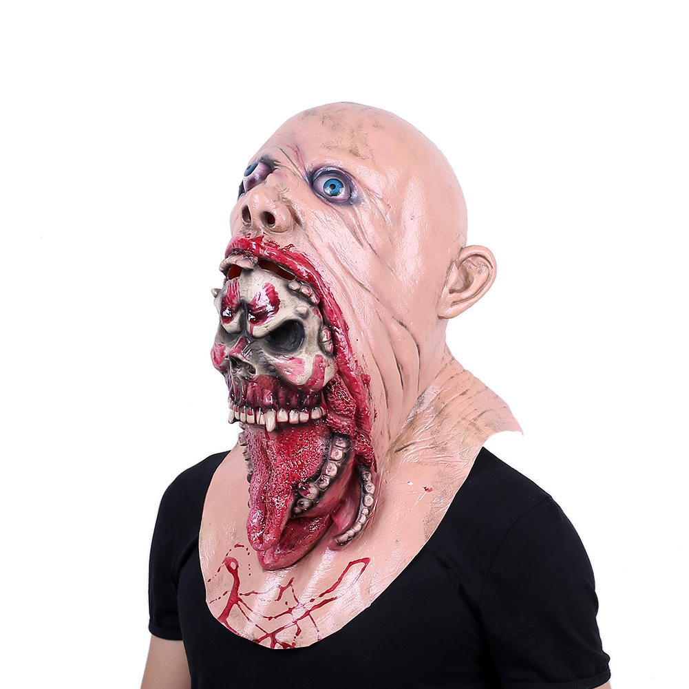 Silicone Party Halloween Skeleton Zombie Face Mask For Adults