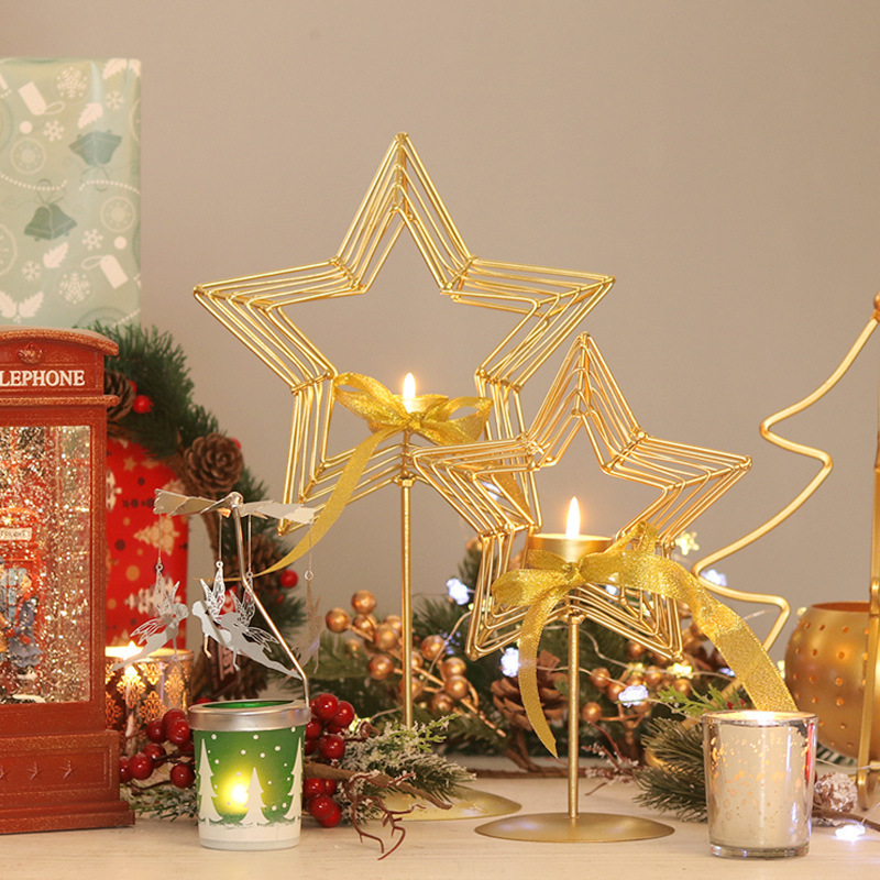 Modern Christmas Decoration Star Shape Tea Light Candle Holder for Home Decor