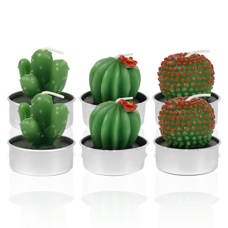 Cactus Tealight Candles Gift Set Handmade Smokeless Cute Succulents Plant Shape Candle For Party