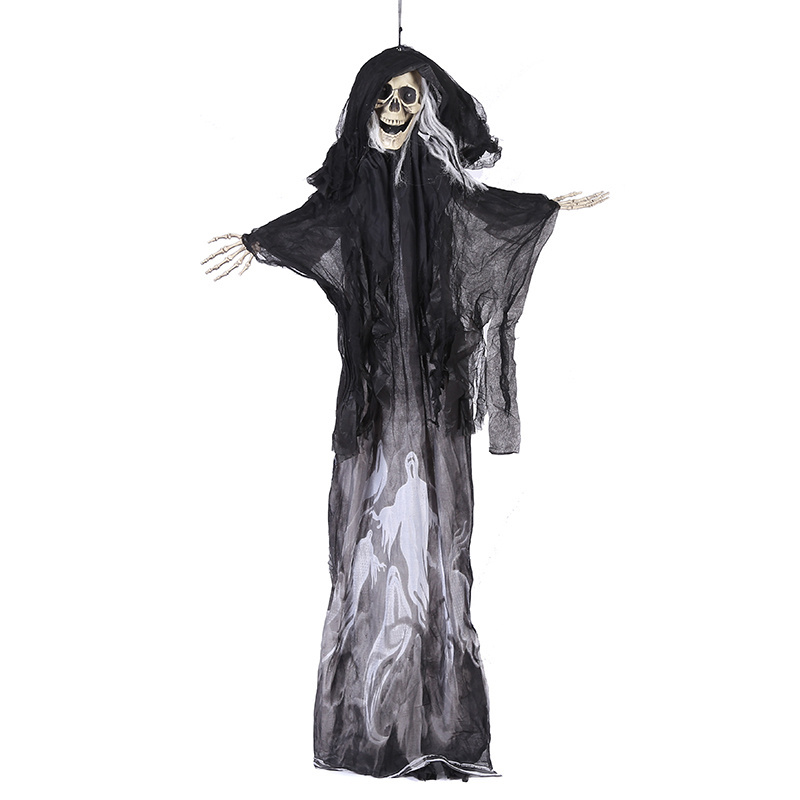 Halloween Haunted House Yard Wall Door Decor 6 Ft Black Veil Cloth Skeleton Scary Hanging Ghost