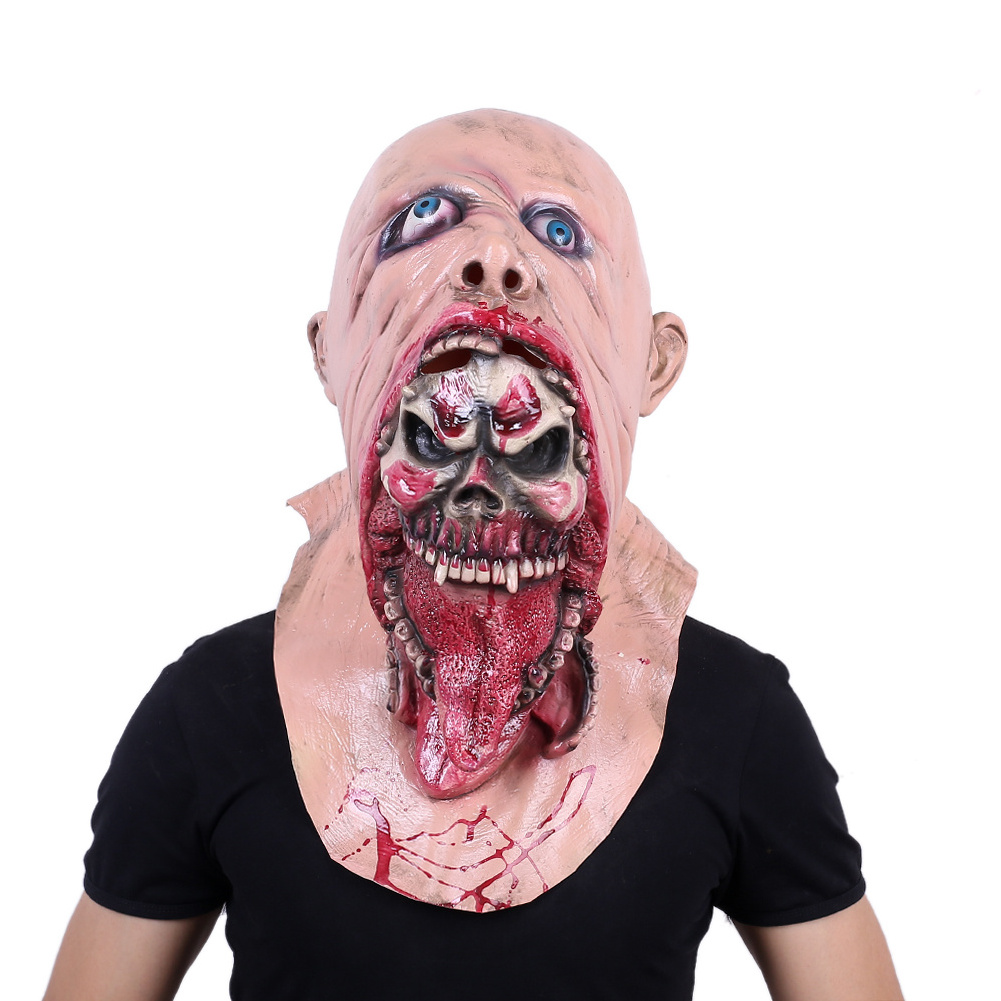 Silicone Party Halloween Skeleton Zombie Face Mask For Adults