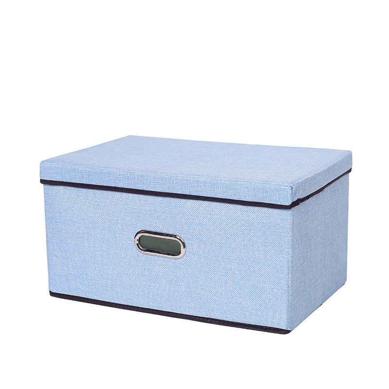 Organizer Collapsible Linen Printing 600D Polyester Oxford Fabric Double Divider Storage Box Cube For Cloth With Lid