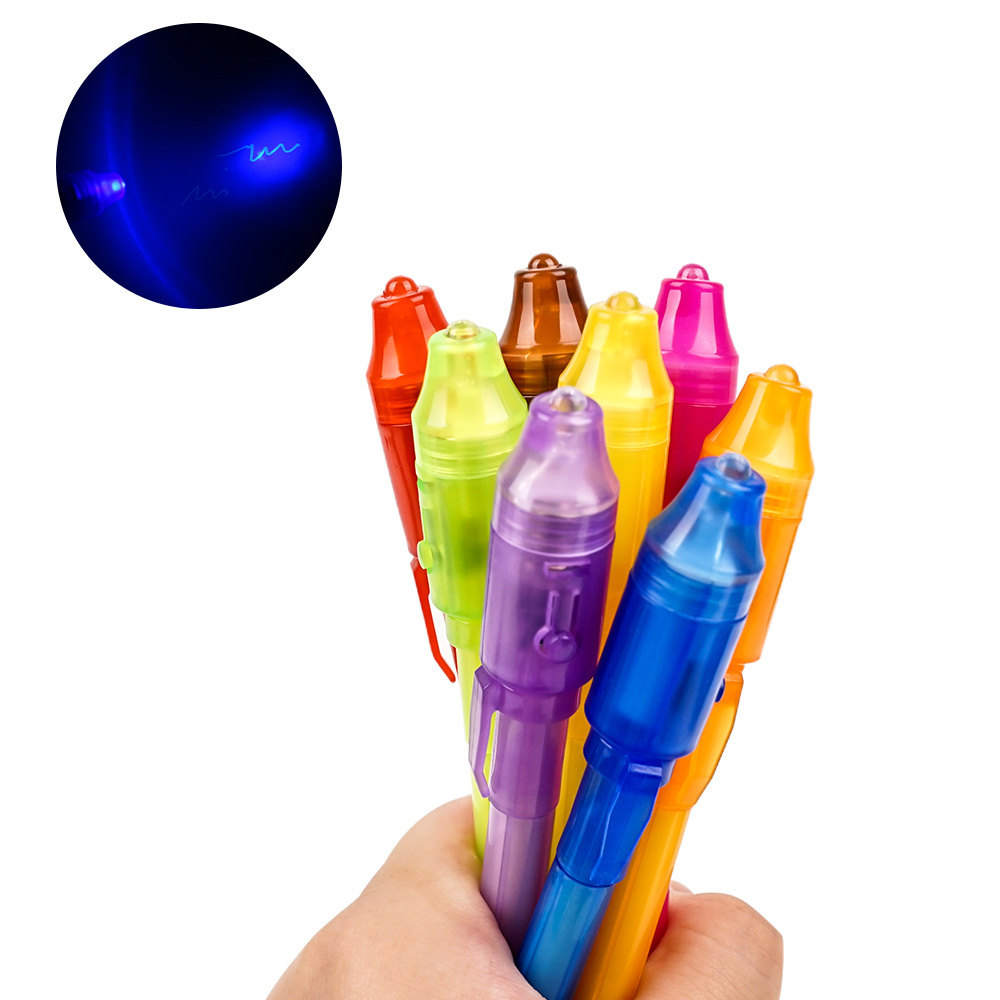 Kids Invisible Ink Luminous Magic Marker Pen with light for Writing Secret Message