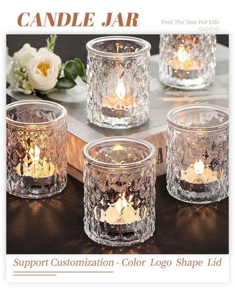 Handmade Clear Unique Luxury Black Gold Glass Candle Jars Candle Holders For Home Decor