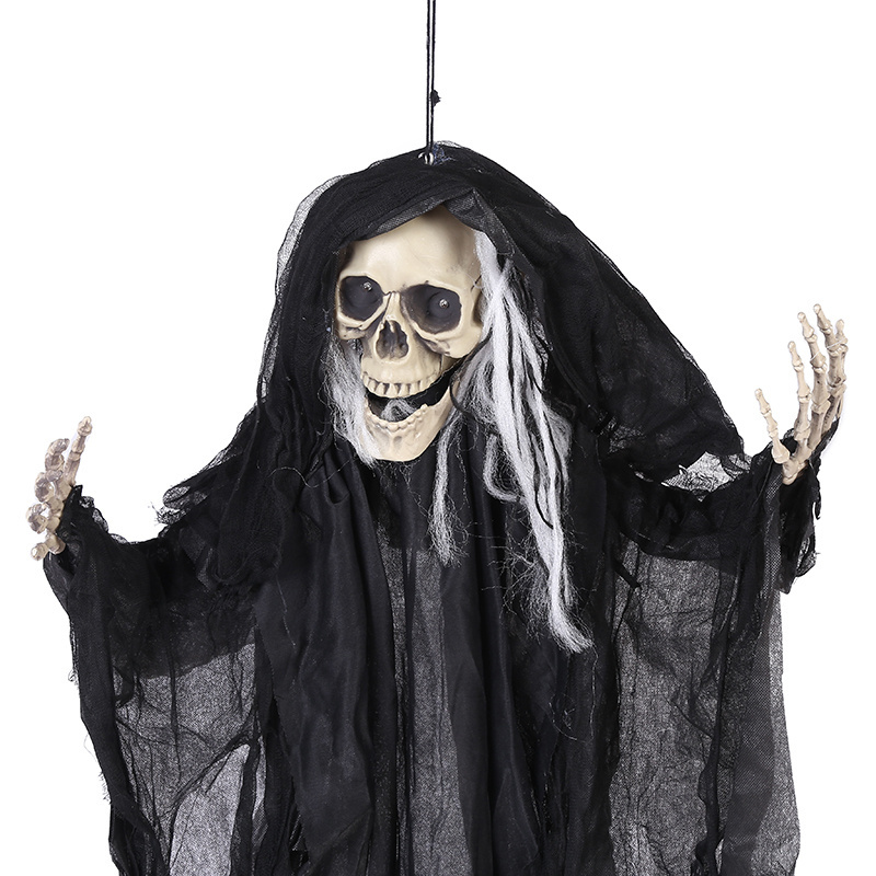 Halloween Haunted House Yard Wall Door Decor 6 Ft Black Veil Cloth Skeleton Scary Hanging Ghost