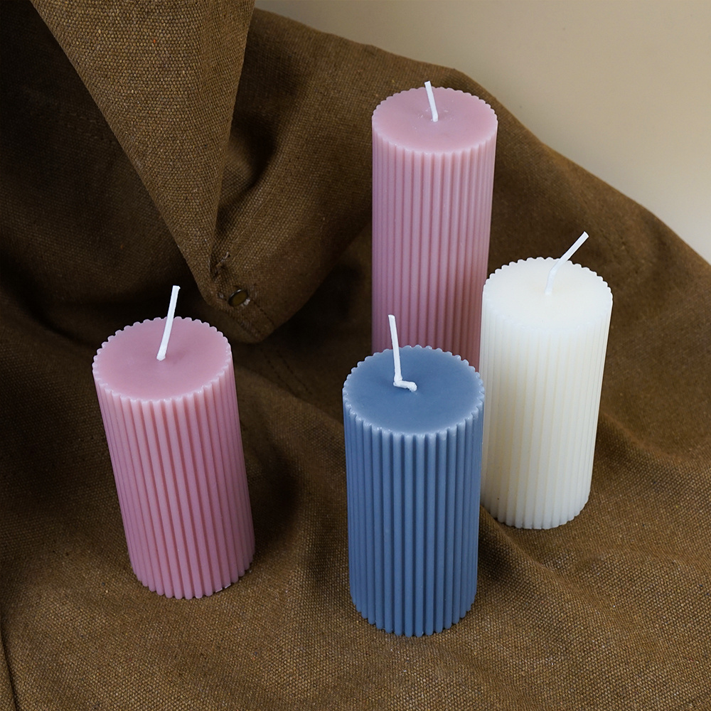 Cheap Thick Pillar Candle Large Premium Wedding Gift Ribbed Pillar stick candles For Home Decor