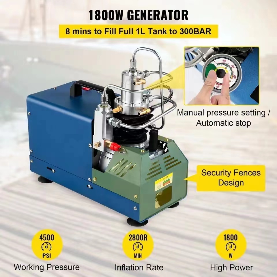 High pressure PCP air compressor pump 1800W 110V 4500PSI/300BAR/30MPA air automatic stop air compressor