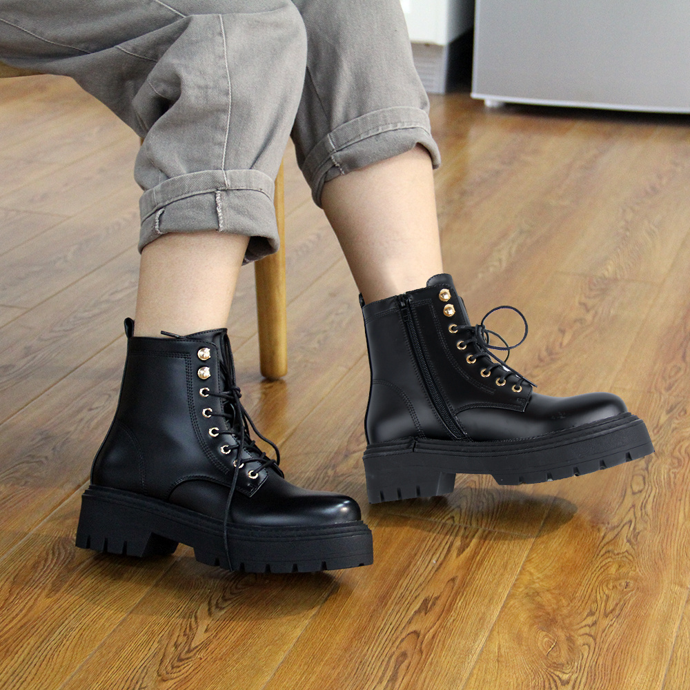 Hot Sell Winter Martin Boots Casual Chunky Shoes Ladies Wedges Platform Fashion Women Boots with 8 Eyelets