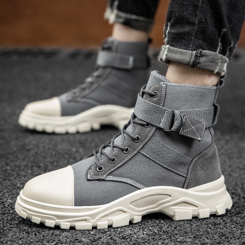 Wholesale Male Casual Breathable Canvas Martin Boots Light Weight Comfortable Black Desert Boots for Men