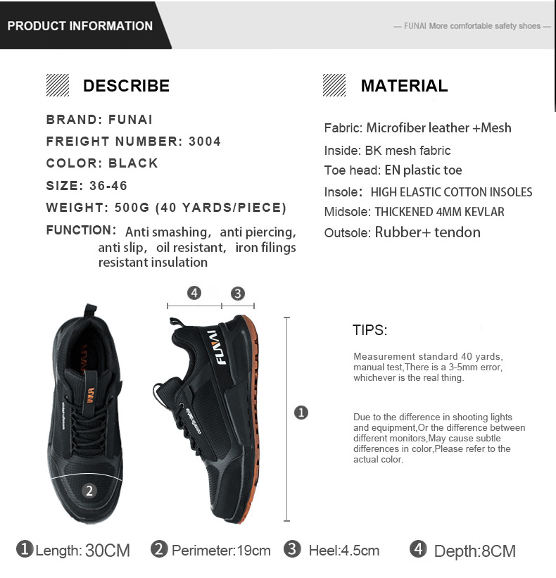 FUNAI Insulation 6kv safety shoes  with Composite toe leather shoes comfortable work shoes for men