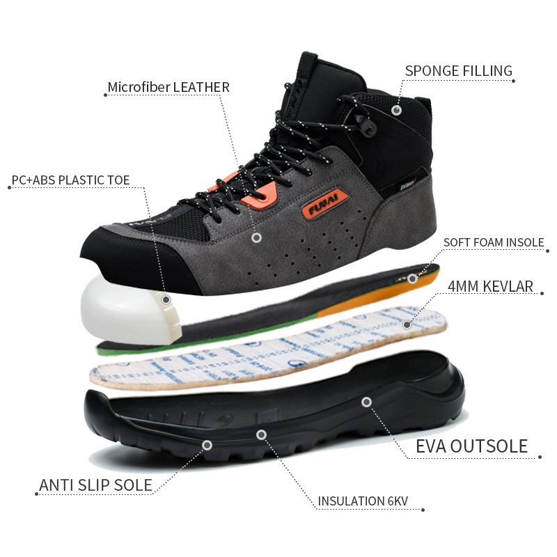 FUNAI Light weight safety boots  with Composite toe leather boots comfortable work boots for men