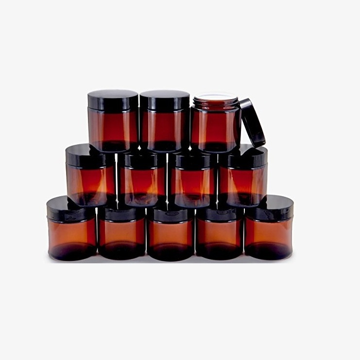 100ml 150ml 250ml dark amber brown shading eye face cream cosmetic bottle glass candle jar