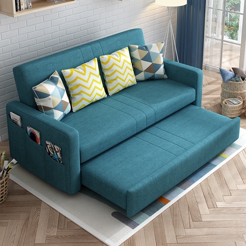 China ready to ship high quality fabric home furniture bedroom living room transformer cheap folding sofa bed