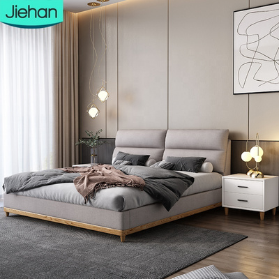 1.5m/1.8m bedroom furniture new designs wood frame king upholstered queen size fabric linen bed