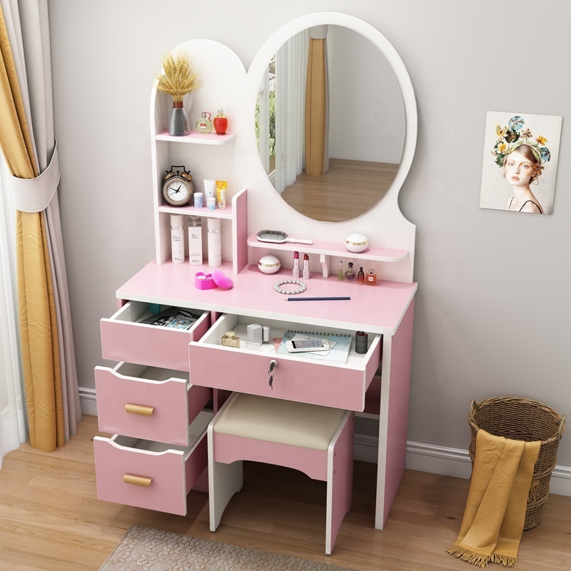 bedroom furniture latest designs girls saving space vanity corner slim nordic storage make up dresser dressing table with mirror