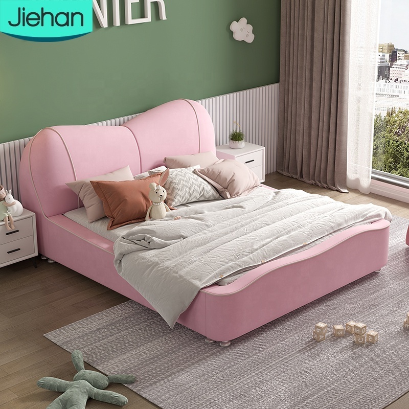 designer children bedroom furniture set wooden design single pink frame bed for kids girls