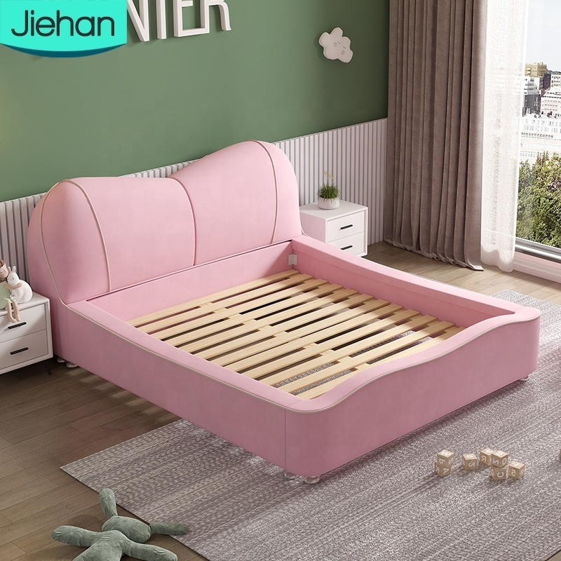 children bedroom furniture set upholstered new designs pink house beds for kids with soft headboard