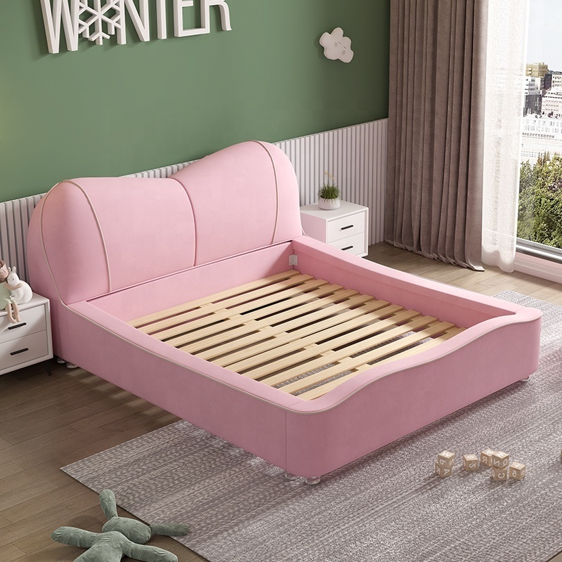 designer children bedroom furniture set wooden design single pink frame bed for kids girls