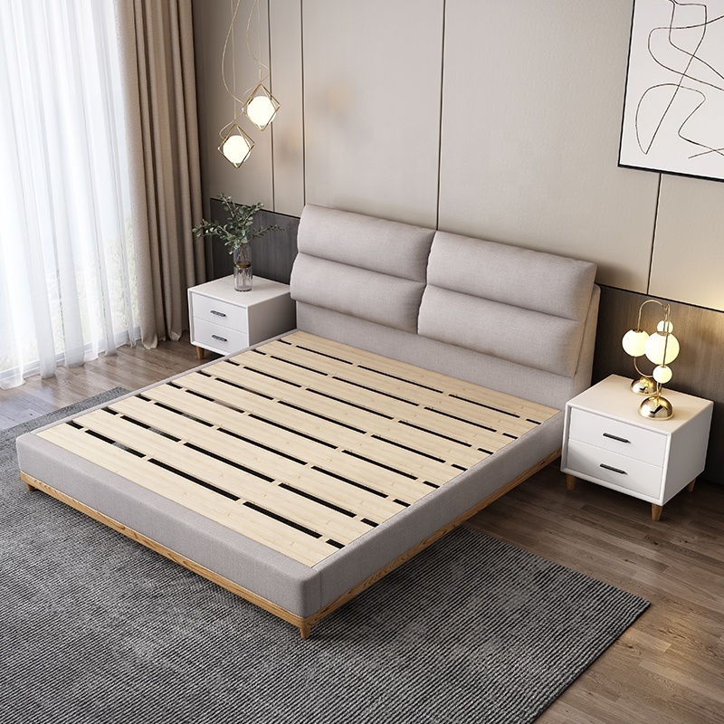 1.5m/1.8m bedroom furniture new designs wood frame king upholstered queen size fabric linen bed