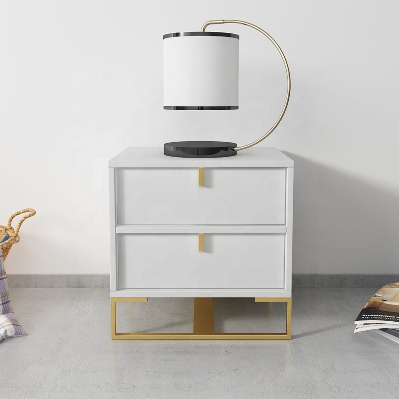 minimalist secret compartments luxury lacquer classic wood gray and gold nightstand with metal