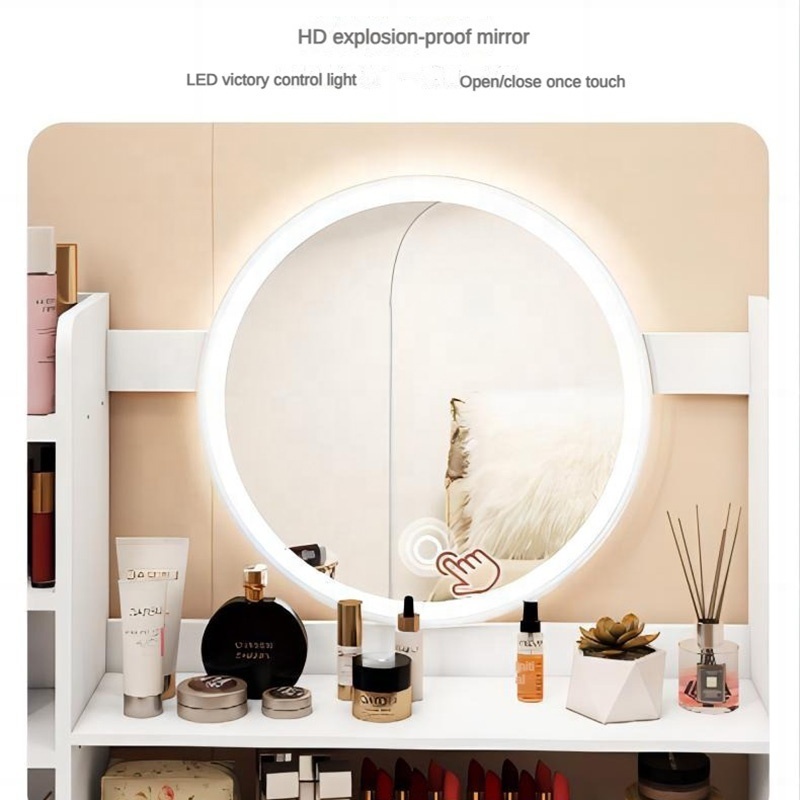 Wholesale cheap bedroom furniture nordic wooden girls modern mirror vanity dresser with drawer storage