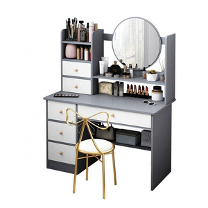 Wholesale cheap bedroom furniture nordic wooden girls modern mirror vanity dresser with drawer storage