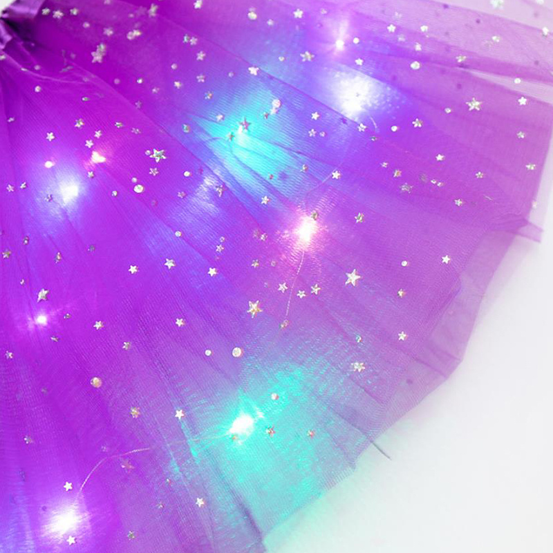 Girls Led Light Up Tulle Mini Luminous Princess Skirt Fancy Party Dance Ballet Fairy Costume Supplies Decorations Tutu Skirts