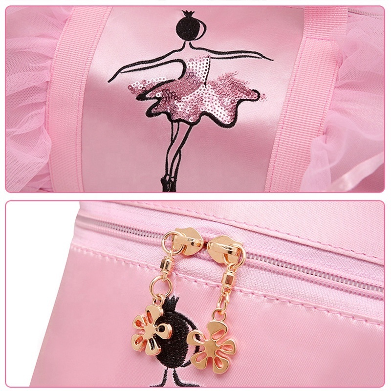 Children's Dance Shoulder Bag Girls Latin Dance Ballet Bag Large capacity metal zipper girls handbag