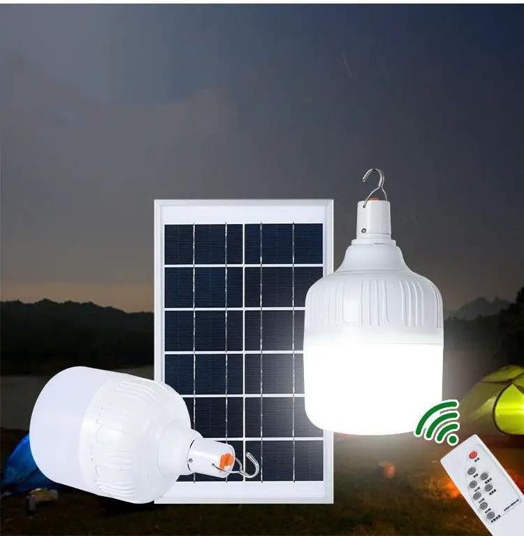 Solar LED Rechargeable Bulb Light Super Bright Home Remote Control Emergency Garden Lamp Free Wiring Light Control Light