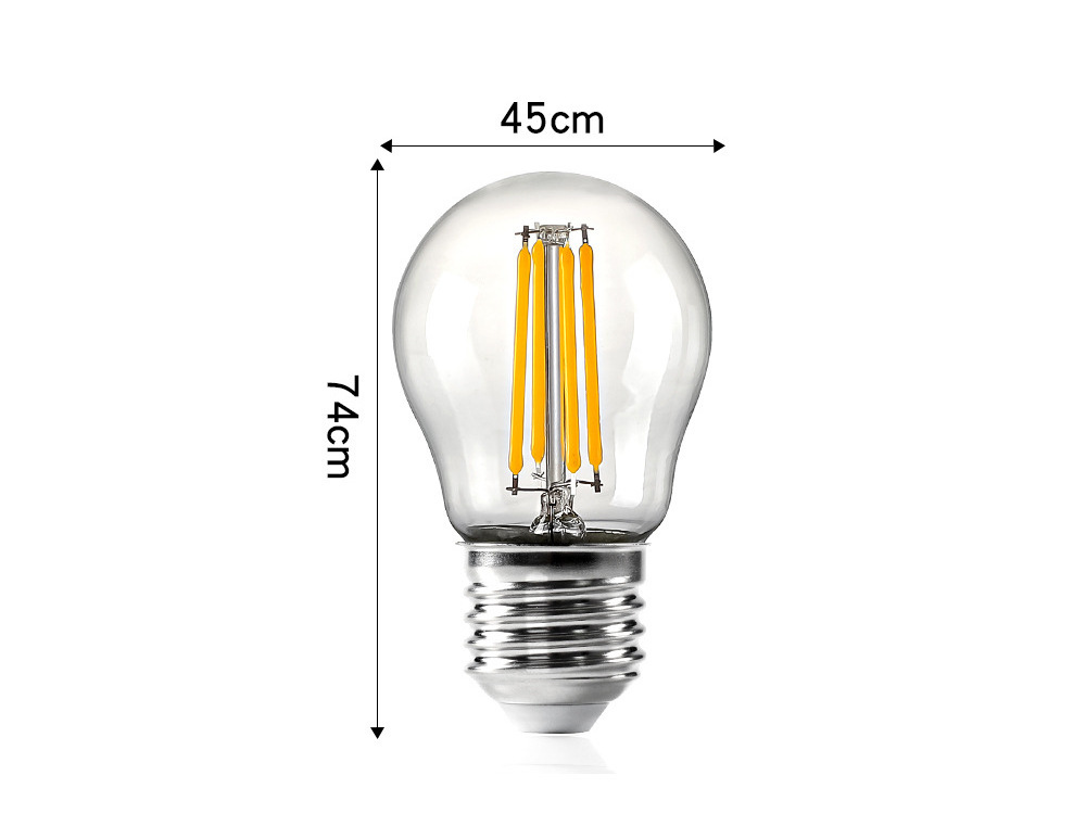 High Quality Clear Glass G45 E14 Vintage 3w Led Bulb 2700k 3000k 4000k 6500k Filament Globe Led Lights Bulbs