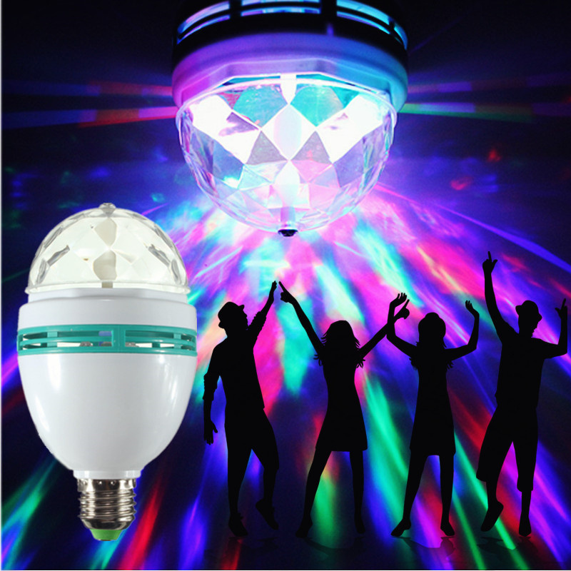 Newly Launched Auto E27 B22 3W Bulb Full Color RGB LED Plastic Rotating Lamp