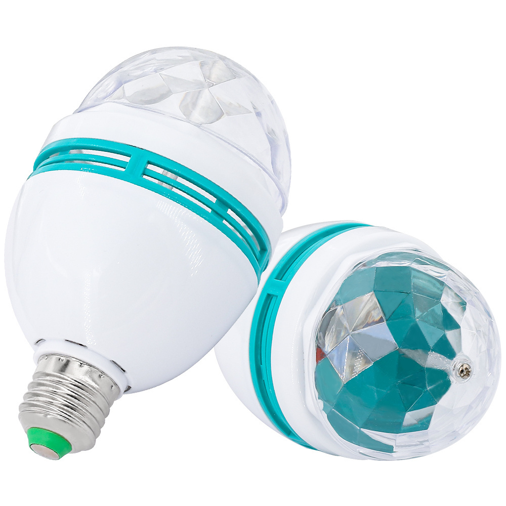 Newly Launched Auto E27 B22 3W Bulb Full Color RGB LED Plastic Rotating Lamp