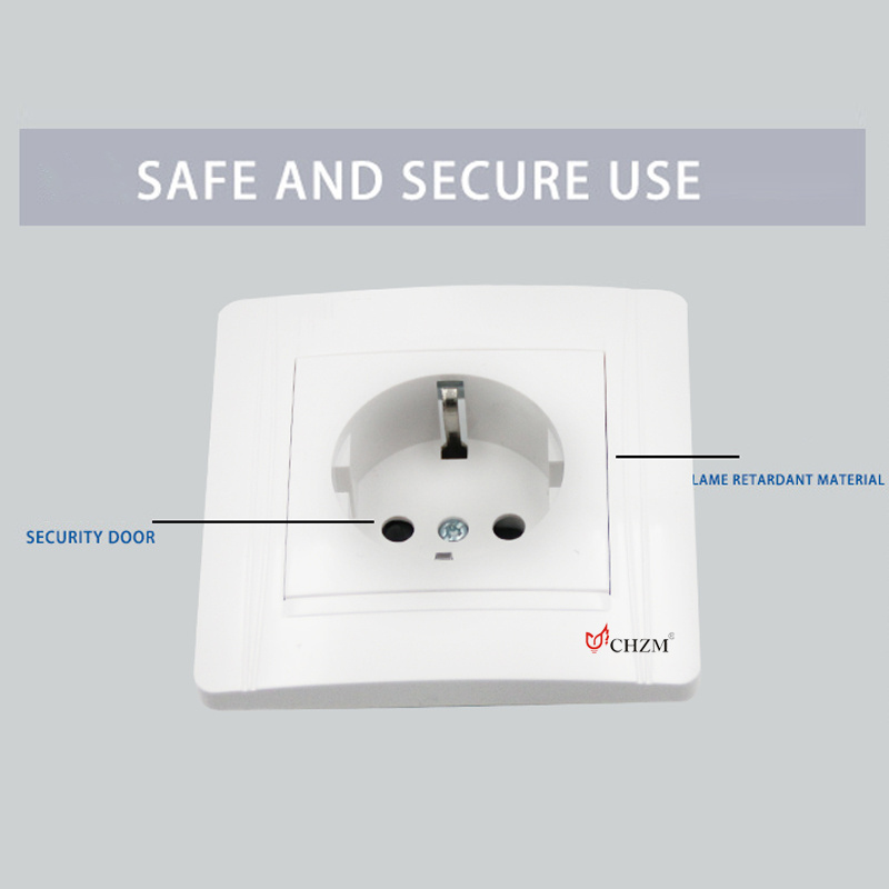 EU Standard German Socket 16A Electrical Outlet Wall Plate Embedded Wall Socket with Usb Ports