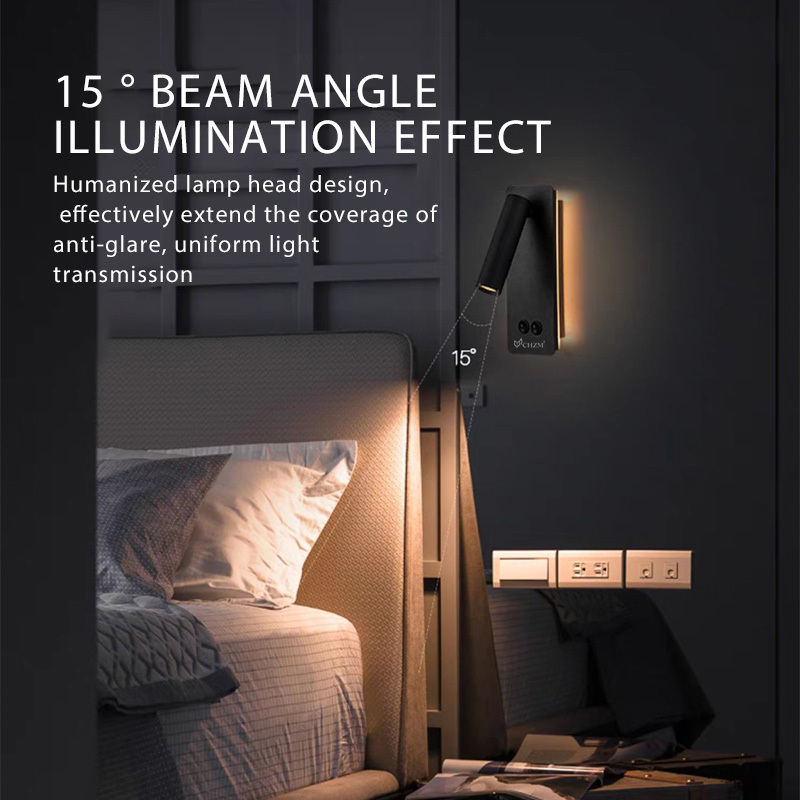 CHZM free sample Modern Nordic Hotel Room Indoor Led Reading Wall Light For Home Bedside wall lamp