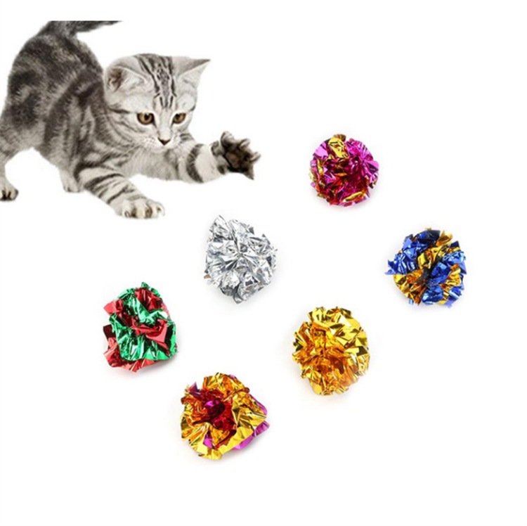 Wholesale Colorful Cat Balls Chew Chase Original Mylar Crinkle Ball Cat Toy