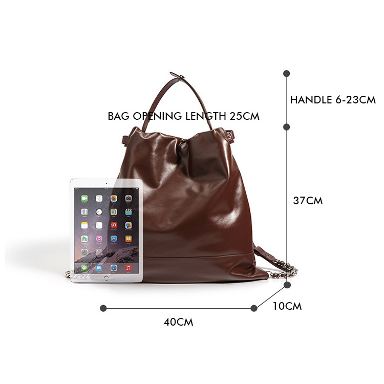 Private Label Large Capacity Fashion Tote Bags For Women Leather Vintage Drawstring Ladies Backpack