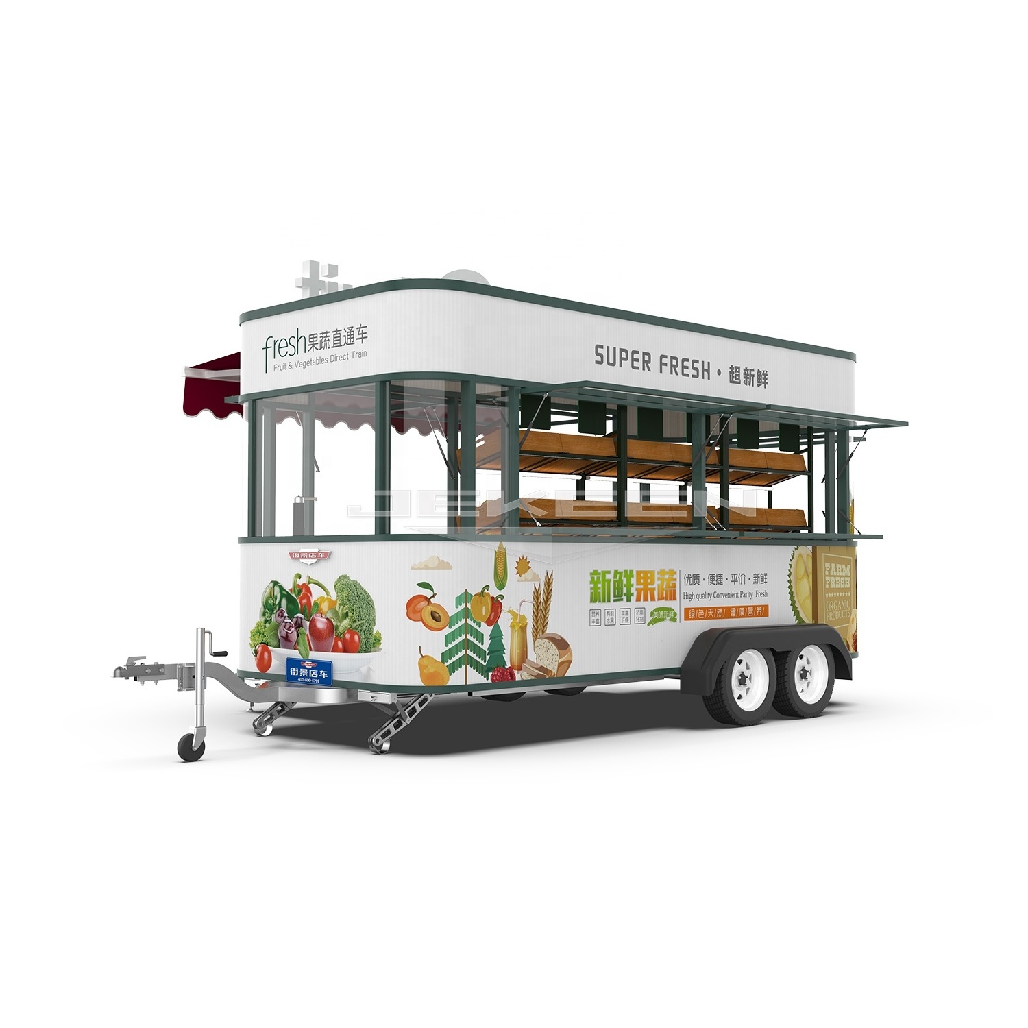 JEKEEN  Customized Fruit And Vegetable Food Truck Trailer Electric Sweet Corn Cart For Sale