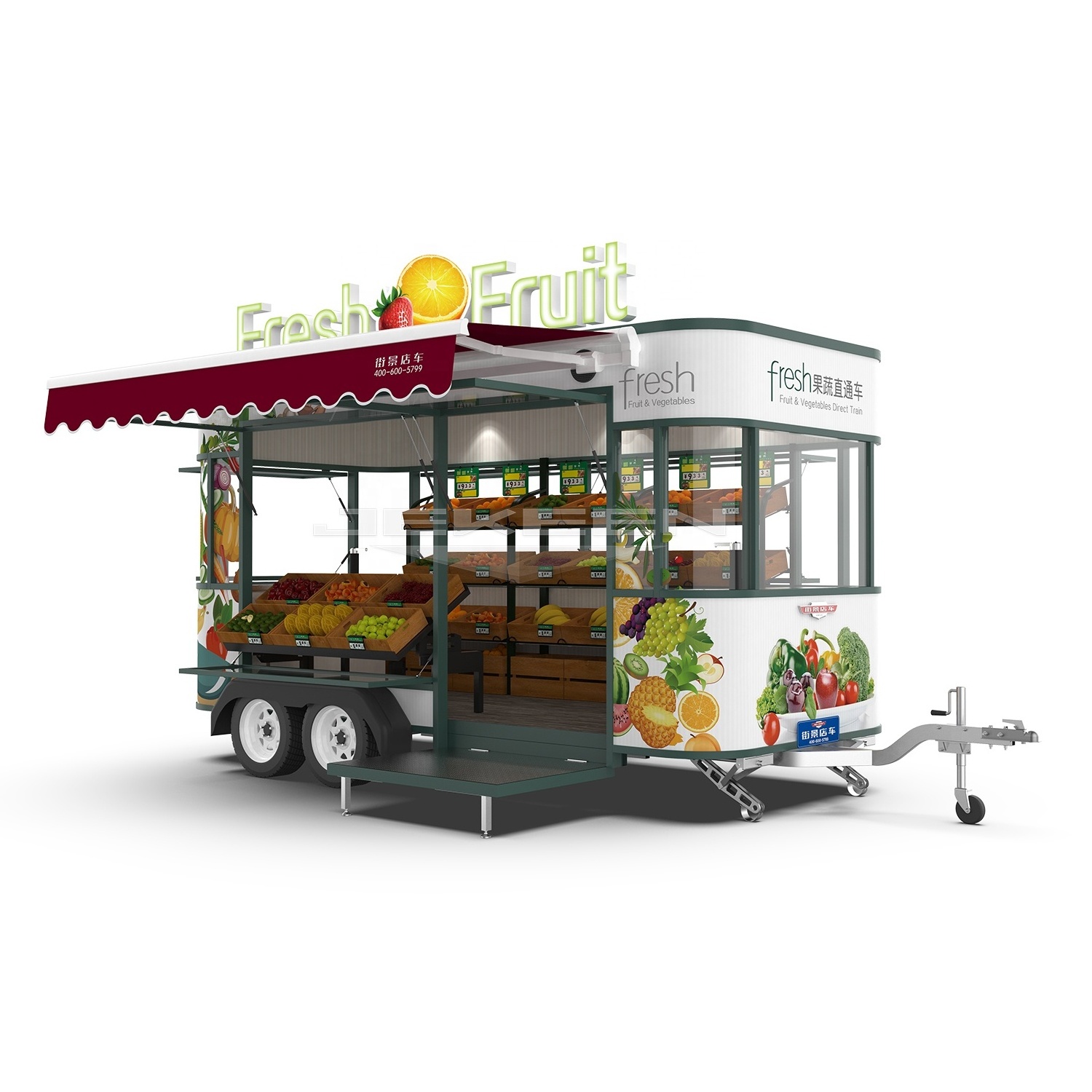 JEKEEN  Customized Fruit And Vegetable Food Truck Trailer Electric Sweet Corn Cart For Sale