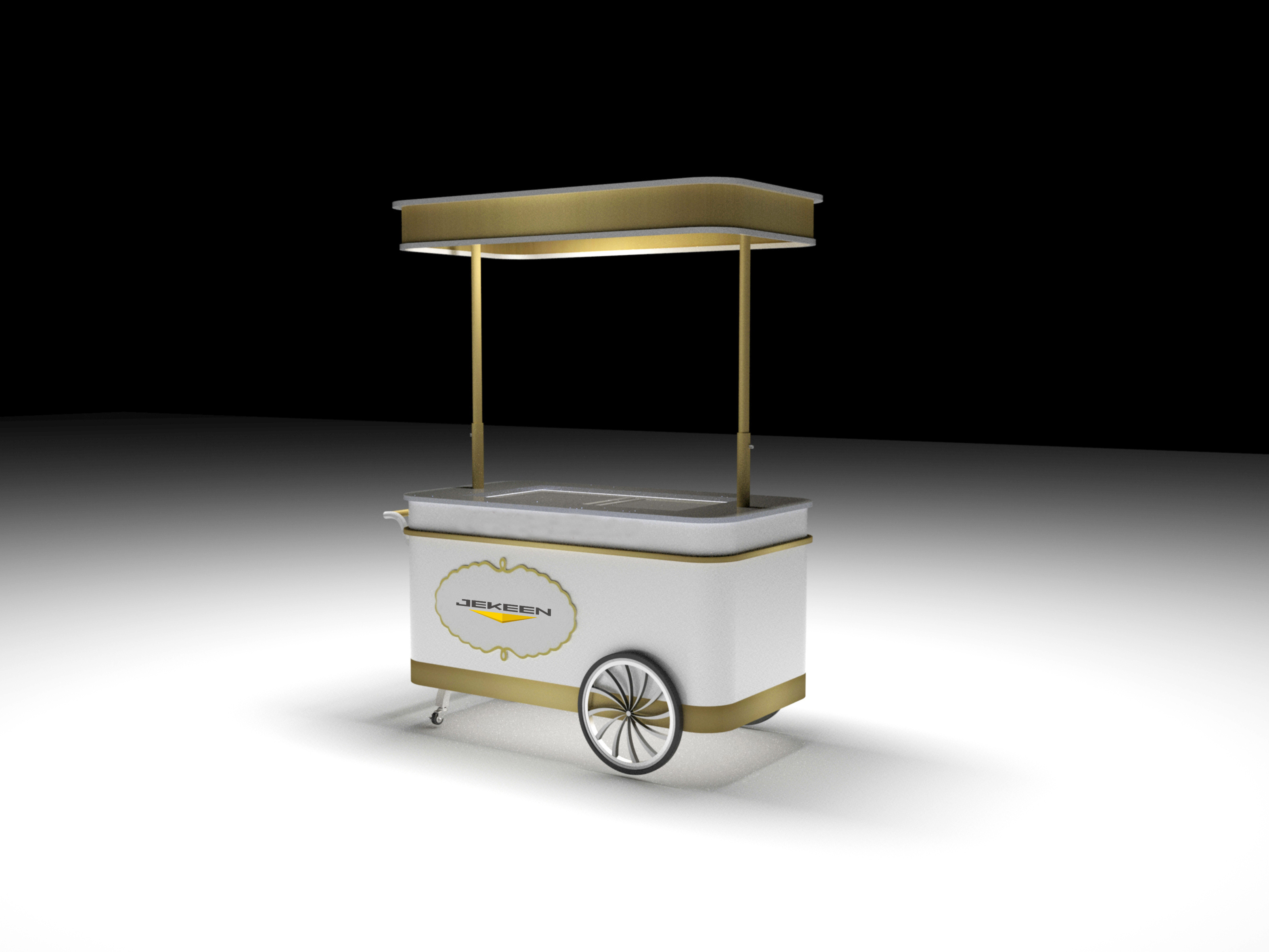 Jekeen Mobile Bike Rolled Cold Plate Ice Cream Vending Small Push Gelato Cart with Wheels Freezer for Sale