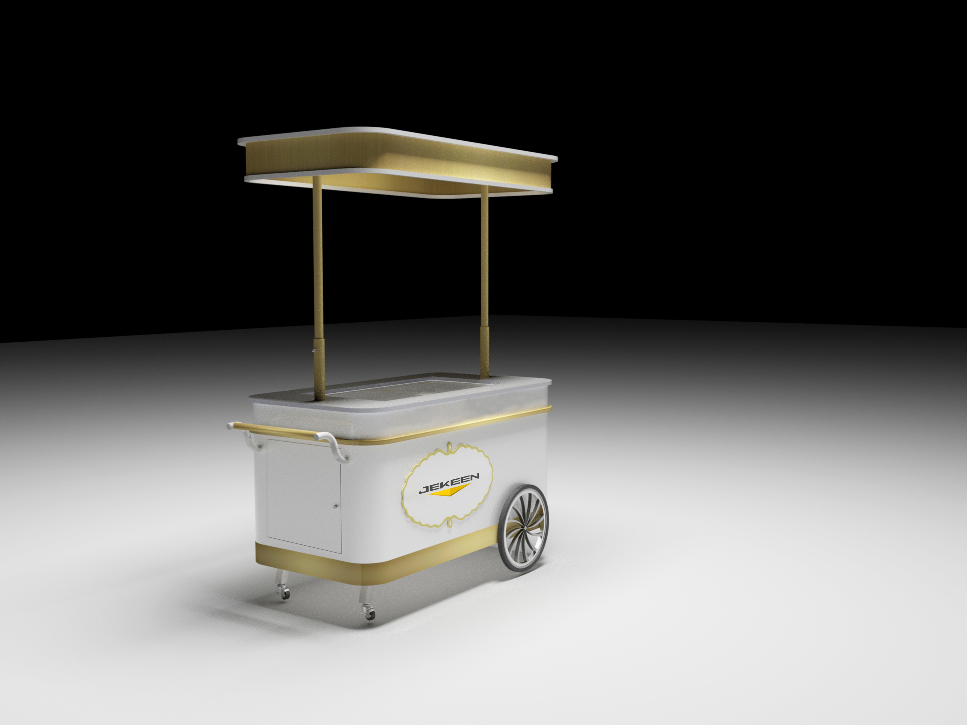 Jekeen Mobile Bike Rolled Cold Plate Ice Cream Vending Small Push Gelato Cart with Wheels Freezer for Sale