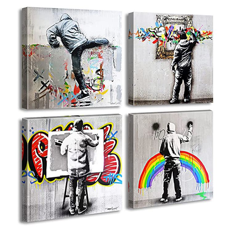 Living Room Office  Wall Decor Canvas Prints Banksy Street Graffiti Art Panel Stretched  pop art poster decorations