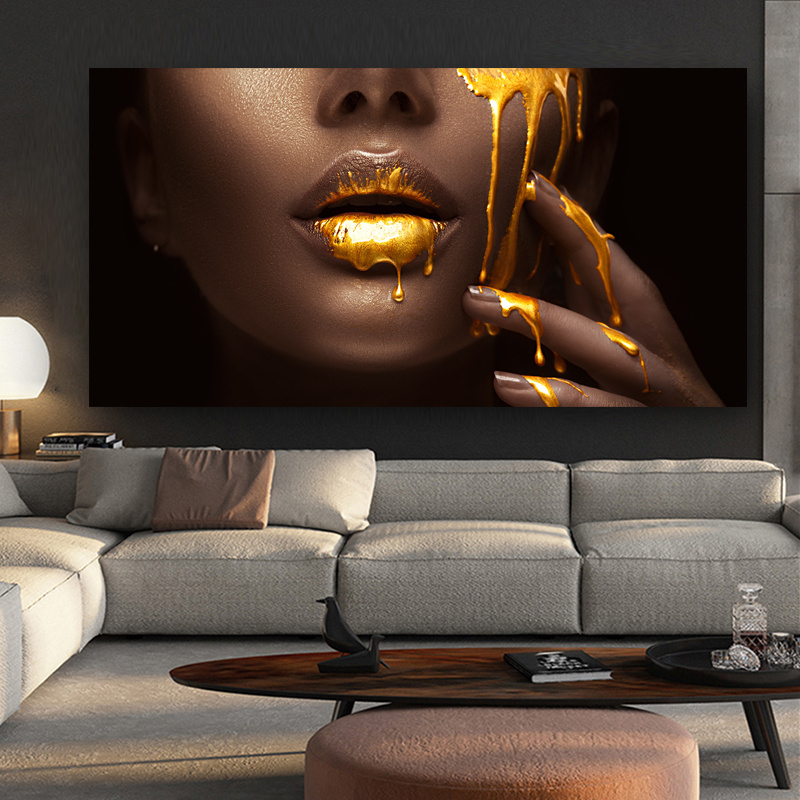 African Woman Wall Art Canvas Prints Modern Golden Girl Art Posters And Prints african art canvas print wholesale