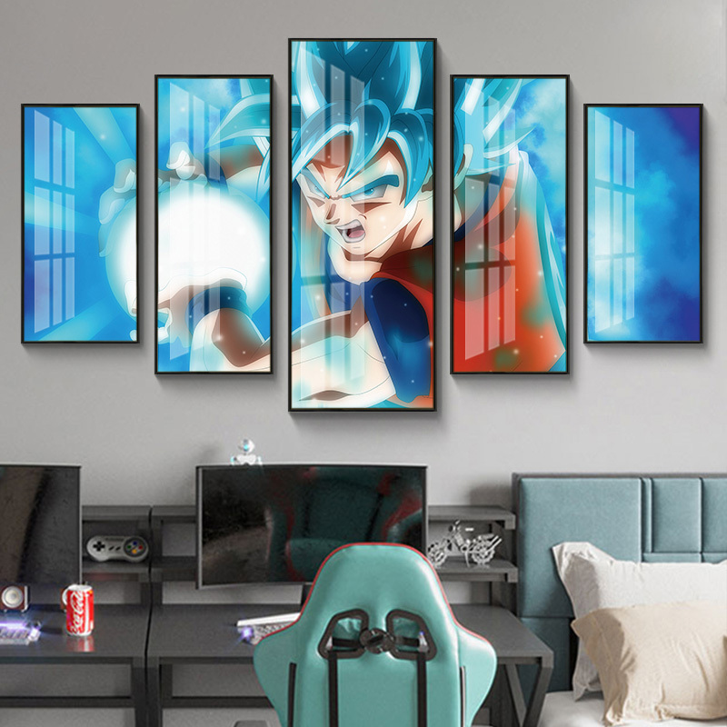 HD Prints 5 Pieces Dragon Ball Goku Anime Cartoon Abstract Pictures large wall art canvas print