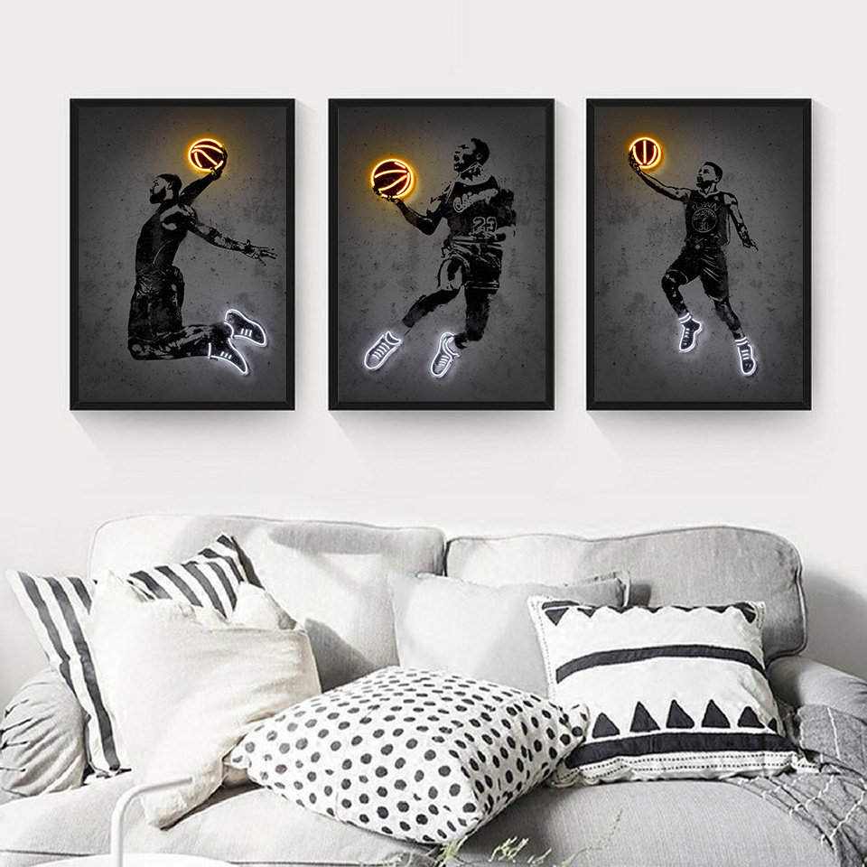 Neon Art Poster Fashion Graffiti Music Movie Basketball Star Canvas Painting Animal Pictures Perfume Prints