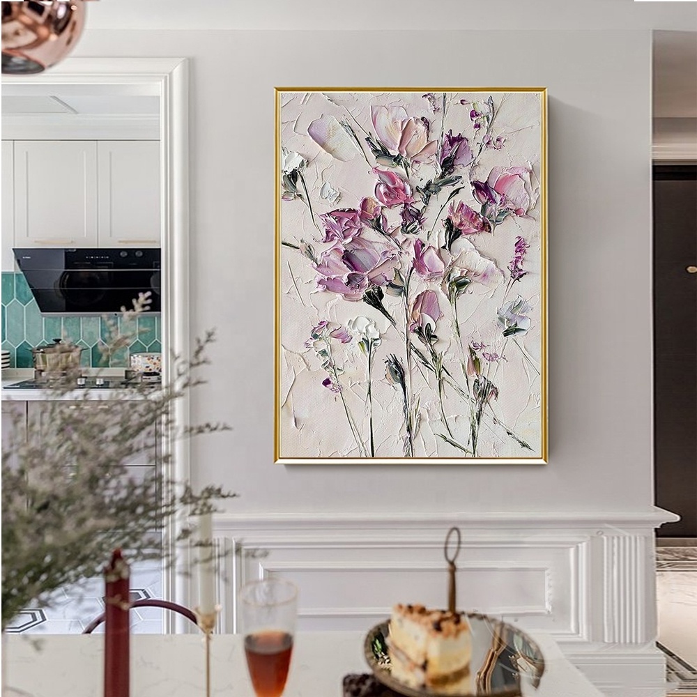 New Design Abstract Flowers Oil Painting 3D Canvas Painting Floral Art Textured Acrylic Artwork Craft Home Decor Dropshipping