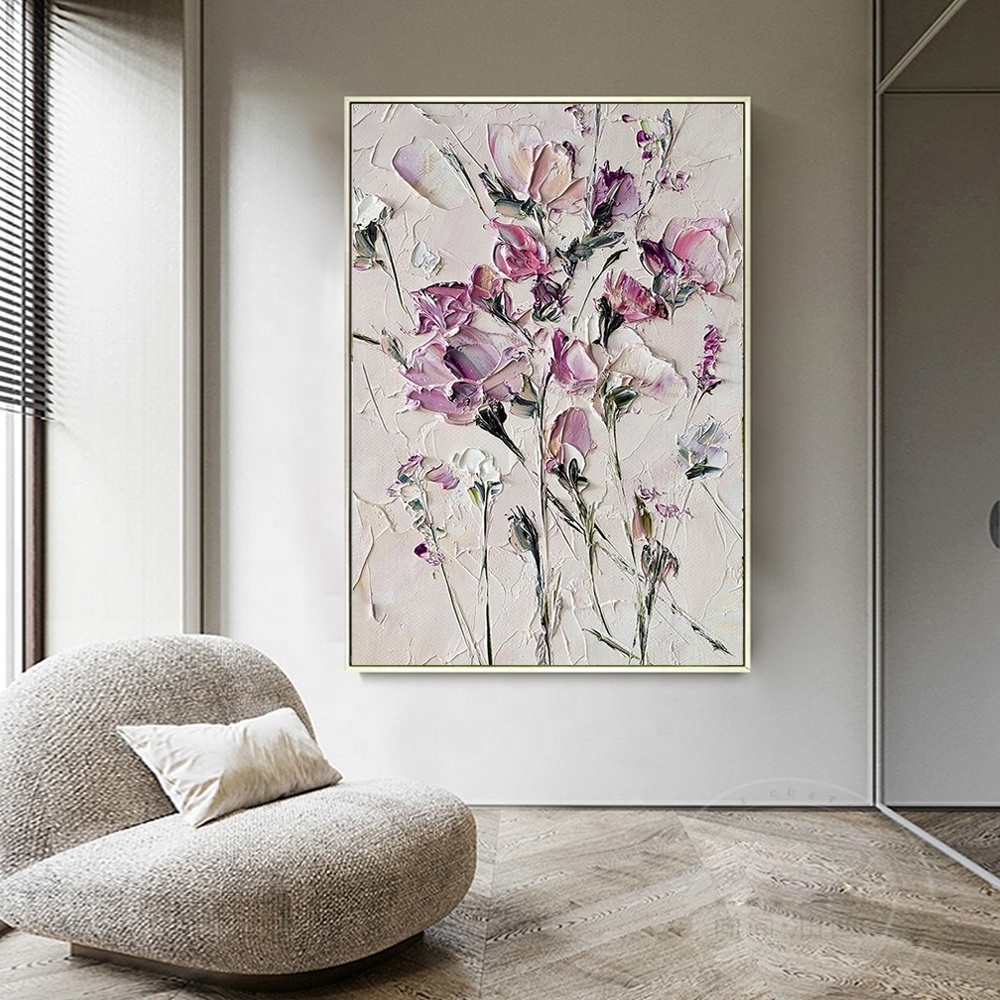 New Design Abstract Flowers Oil Painting 3D Canvas Painting Floral Art Textured Acrylic Artwork Craft Home Decor Dropshipping