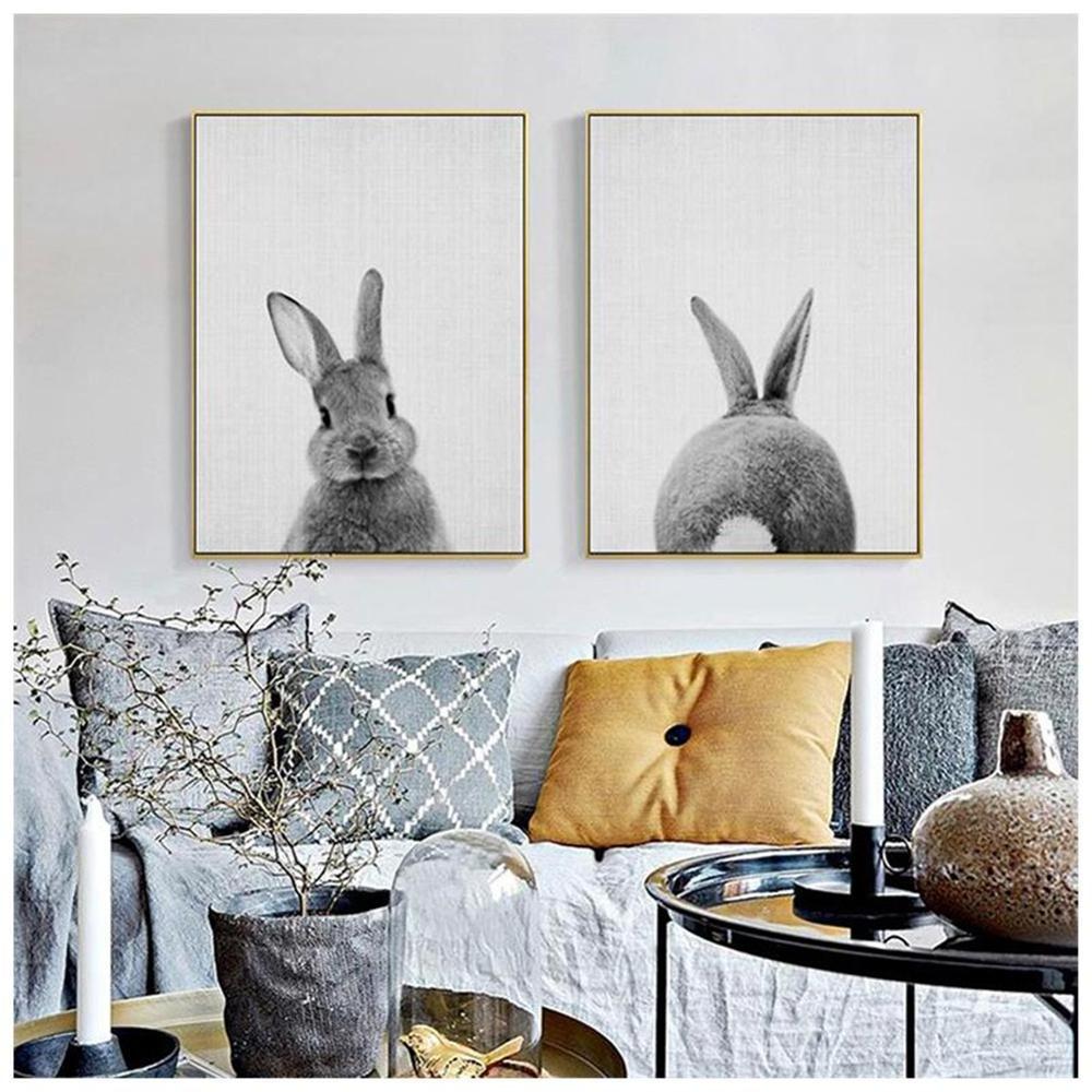 Black White Animal Rabbit Tail Canvas Art Print  Nursery  Kids Room Decor wall picture painting art,art painting